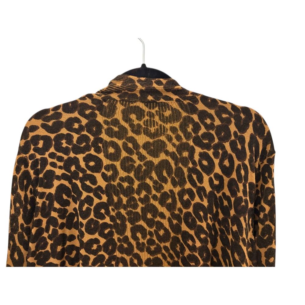 Leopard Print Cardigan Sweater Terra & Sky 2XL Light Tight Knit Long Sleeve - Picture 6 of 11